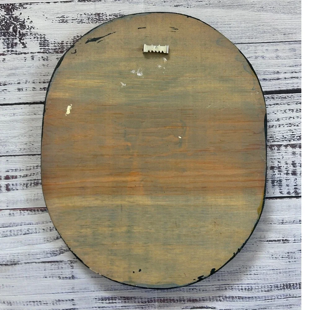 Hand Painted Cow Wall Plaque Wood Oval Red Bow Bell Farmhouse Decor